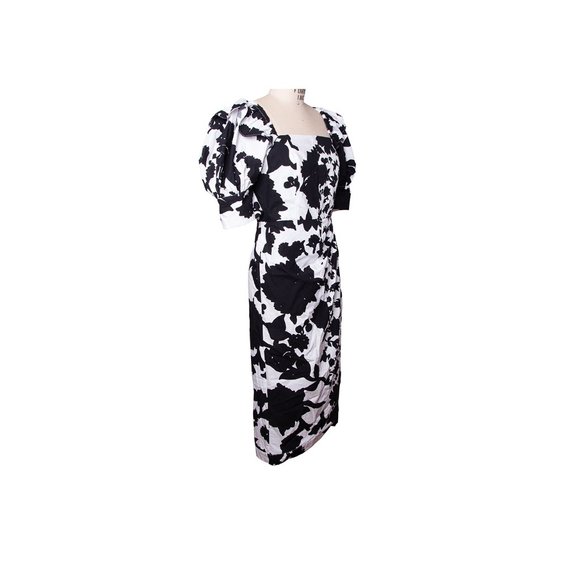 Christopher John Rogers Black & White Target Floral Puff Wrap Dress Size 10 NWT - Picture 10 of 15